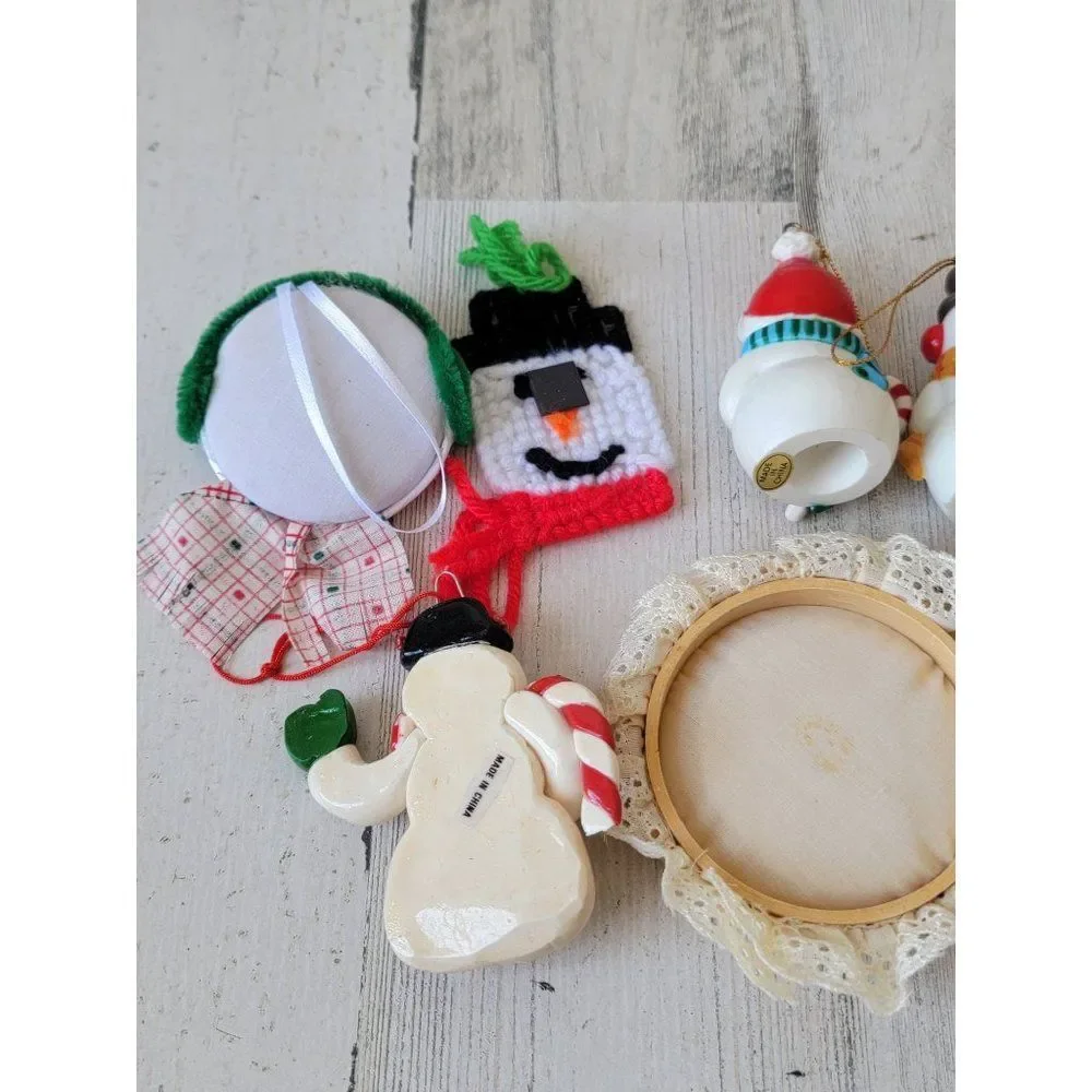 Unique snowman broom face set ornament‎ Xmas snow